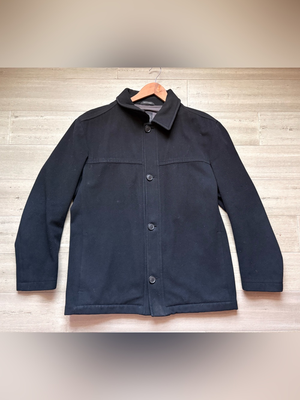 Hugo Boss The Task Mens Black Single Breasted Wool Cashmere Overcoat 40R